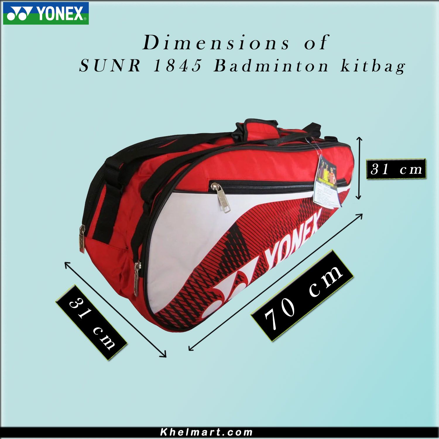 YONEX SUNR 1845 Thermal Badminton Kit Bag Red And Black