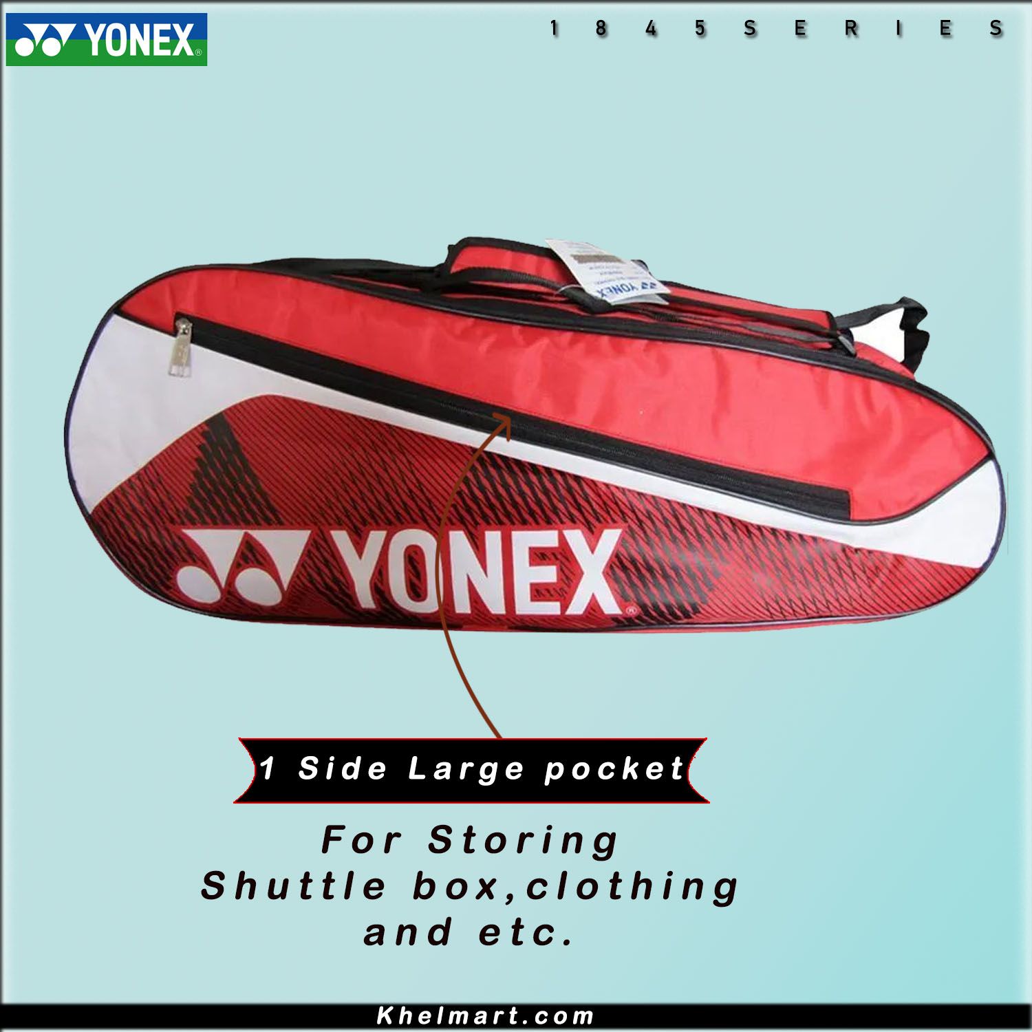 YONEX SUNR 1845 Thermal Badminton Kit Bag Red And Black