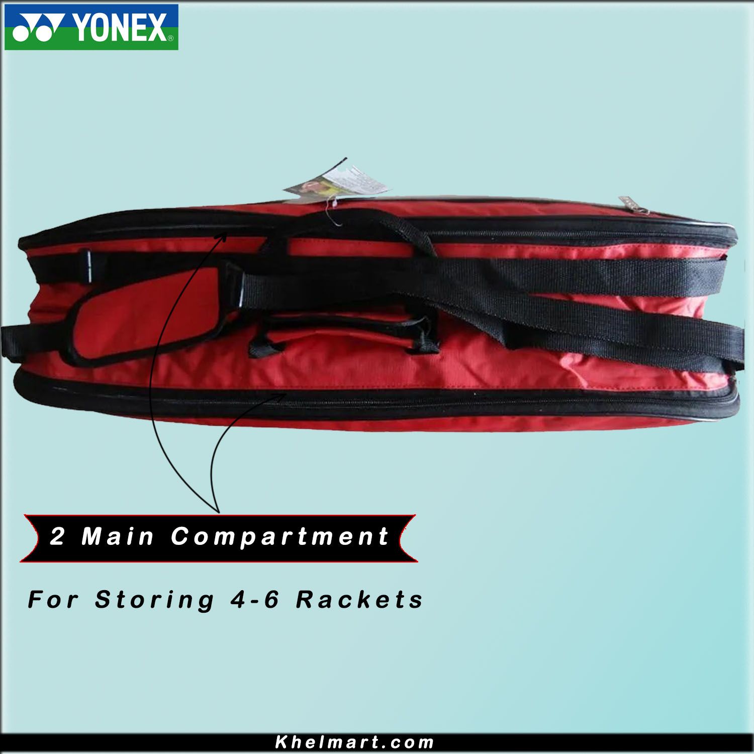 YONEX SUNR 1845 Thermal Badminton Kit Bag Red And Black