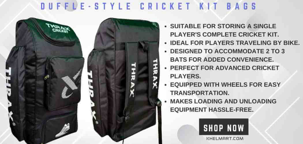 Duffle style cricket kit bags