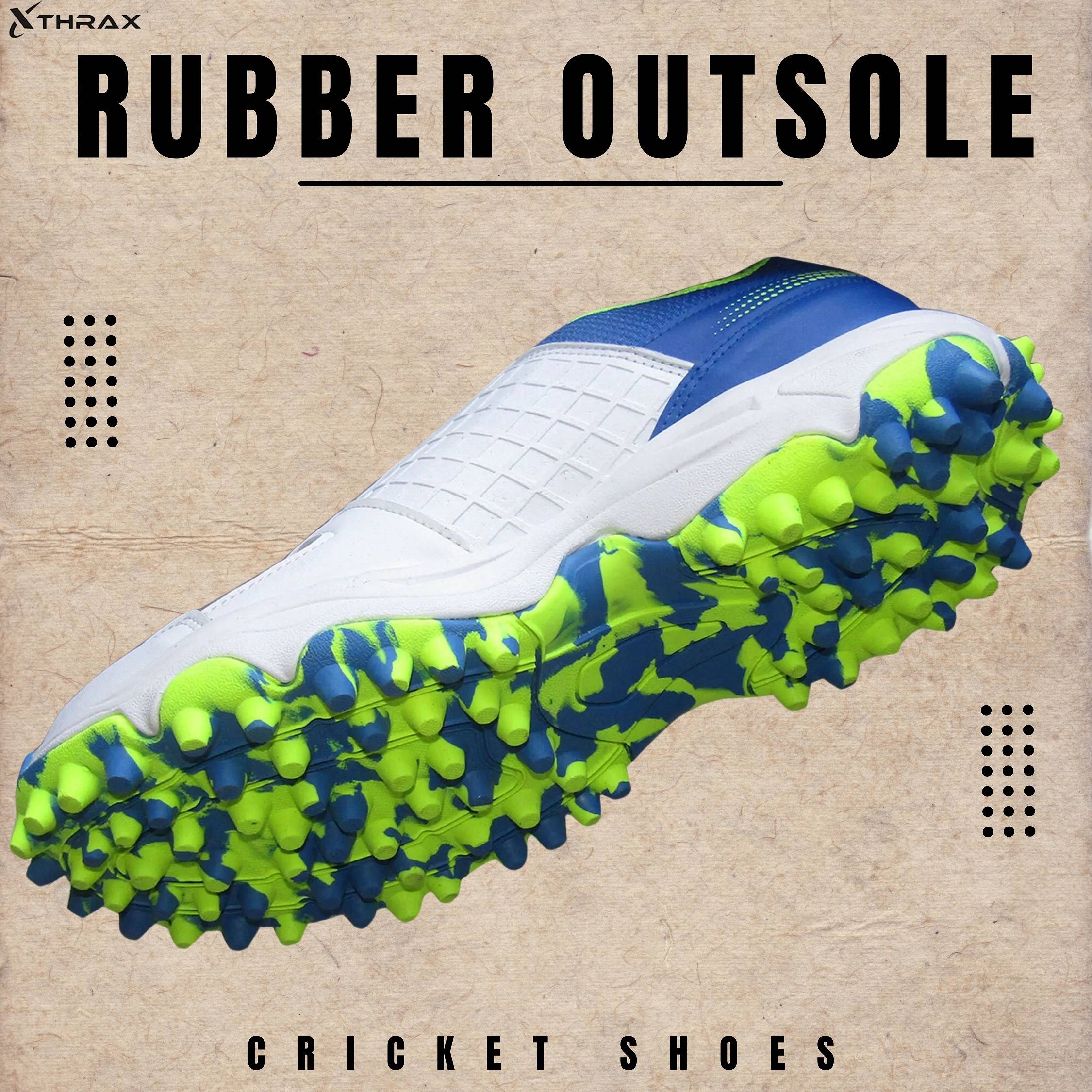 Thrax Aello Series Stud Cricket Shoes White Lime Camo