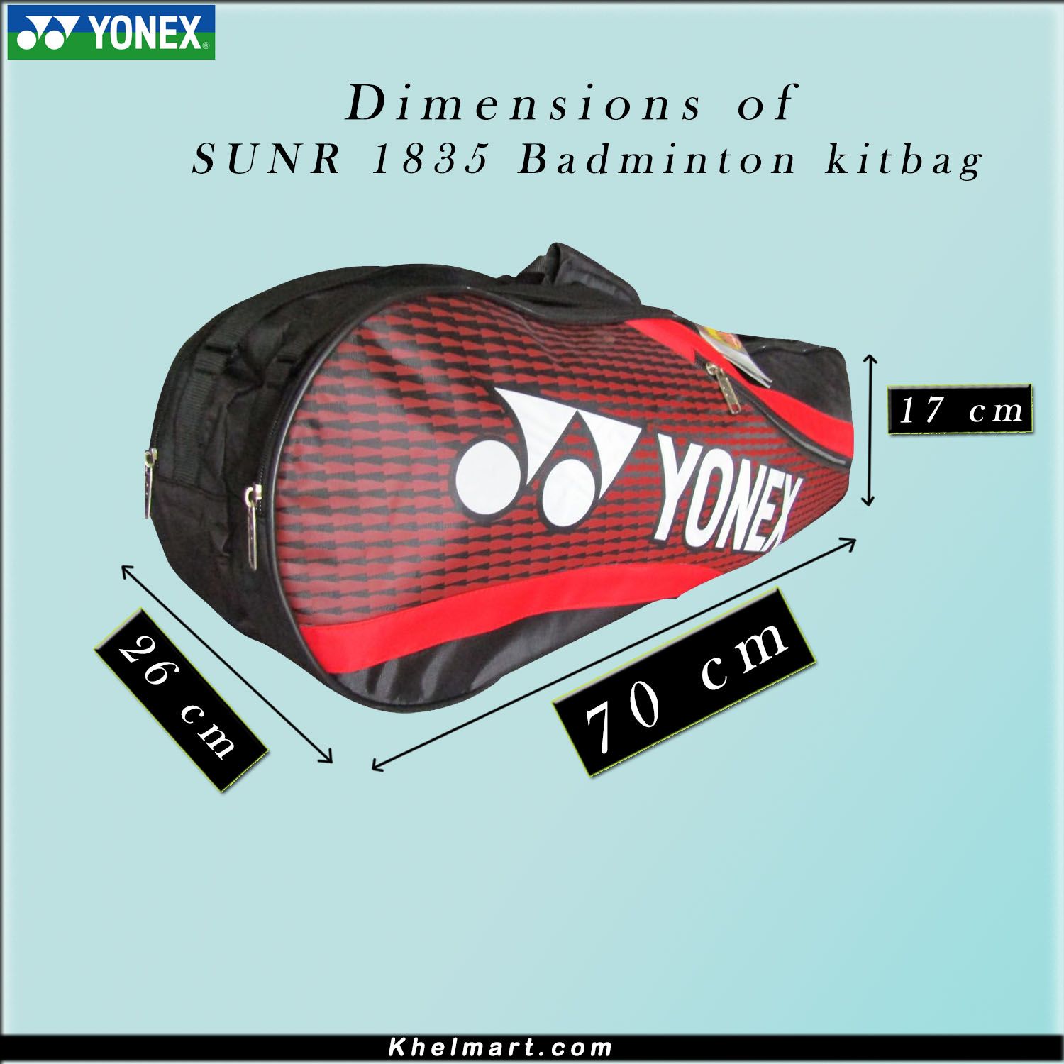 YONEX SUNR 1835 Thermal Badminton Kit Bag Black And Red