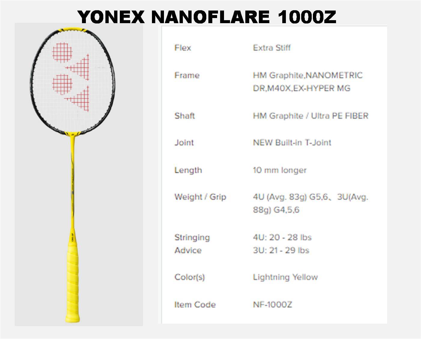 Yonex NANOFLARE 1000 Z Badminton Racket